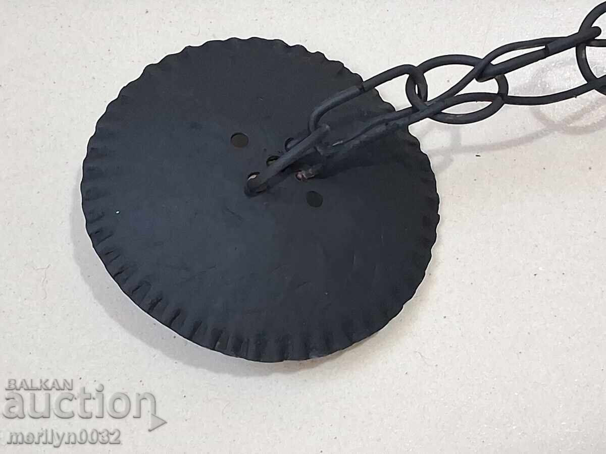 Old wrought iron engraved chandelier lamp without lampshade - 6