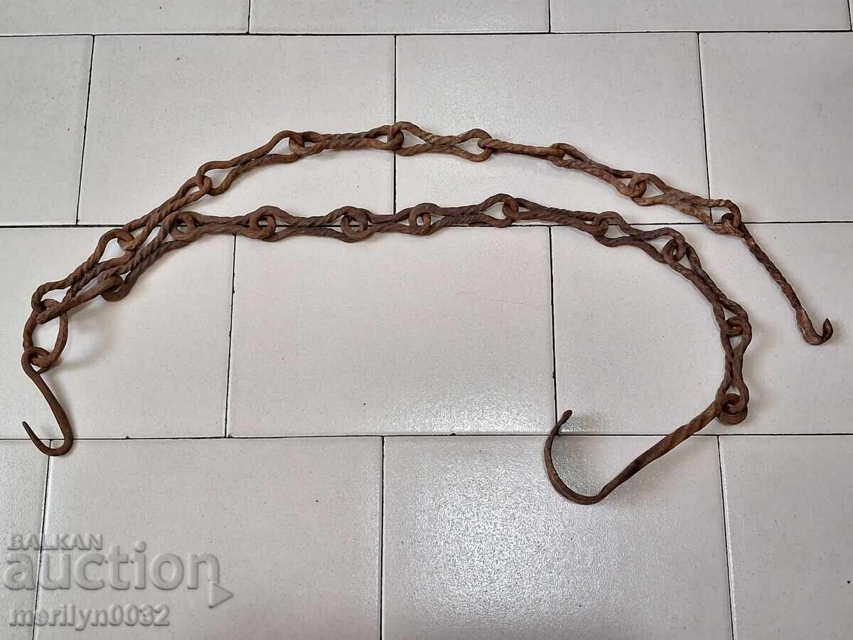 Old wrought iron chain with hook, hearth chain hook chain with price 64.00 BGN | € 32.72