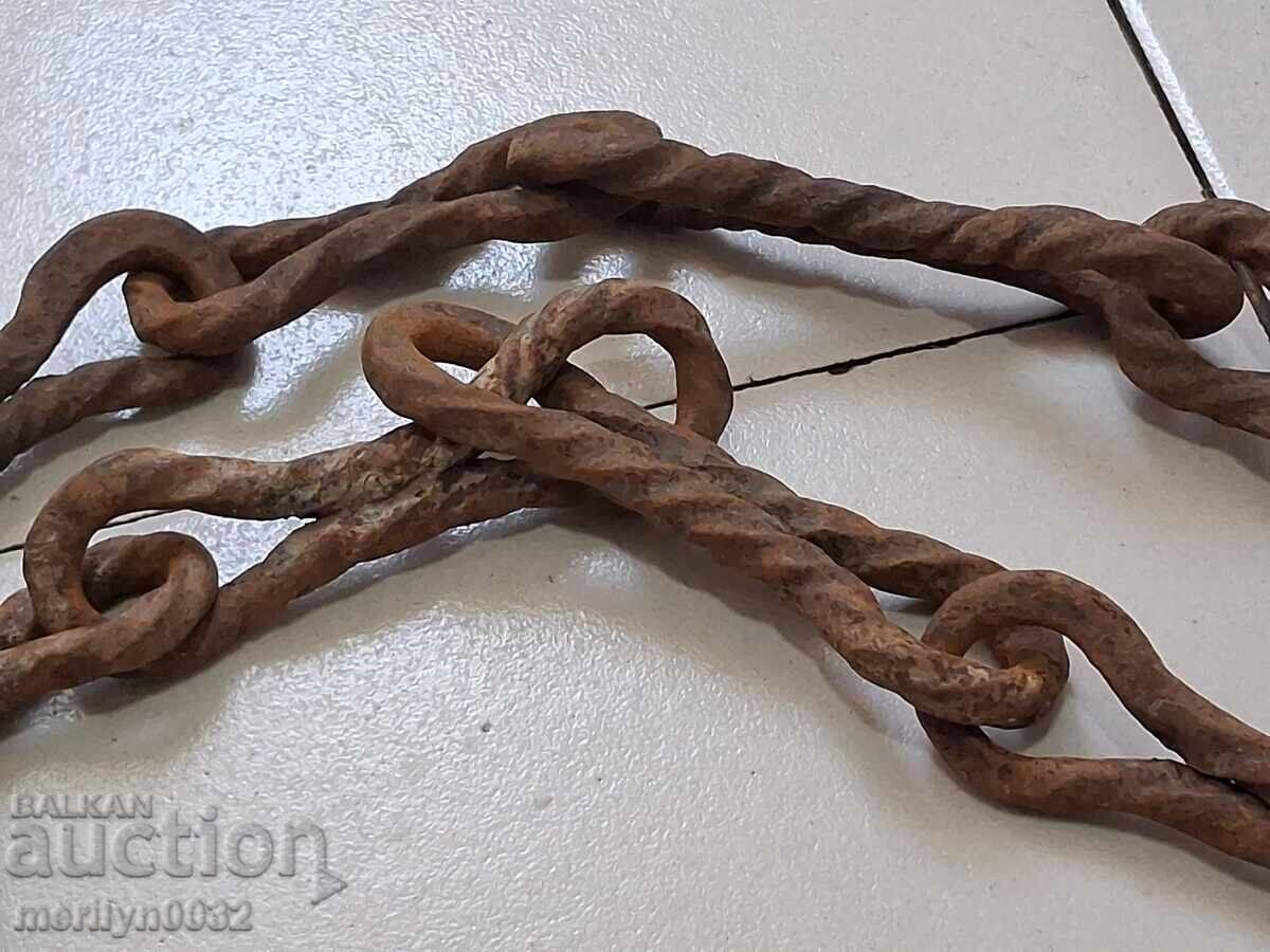 Delivery of Old wrought iron chain with hook, hearth chain hook chain