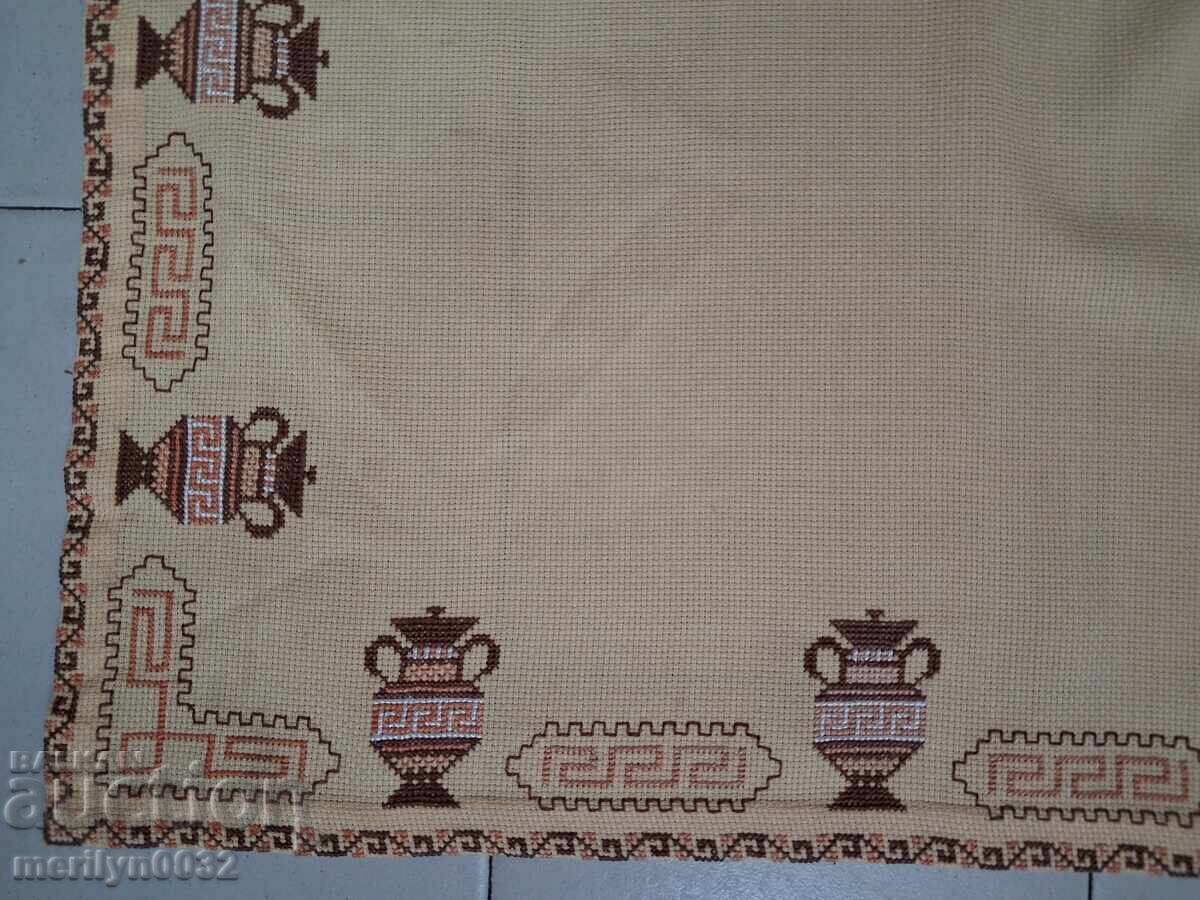 Old plaid with embroidery tablecloth with price 50.00 BGN | € 25.56