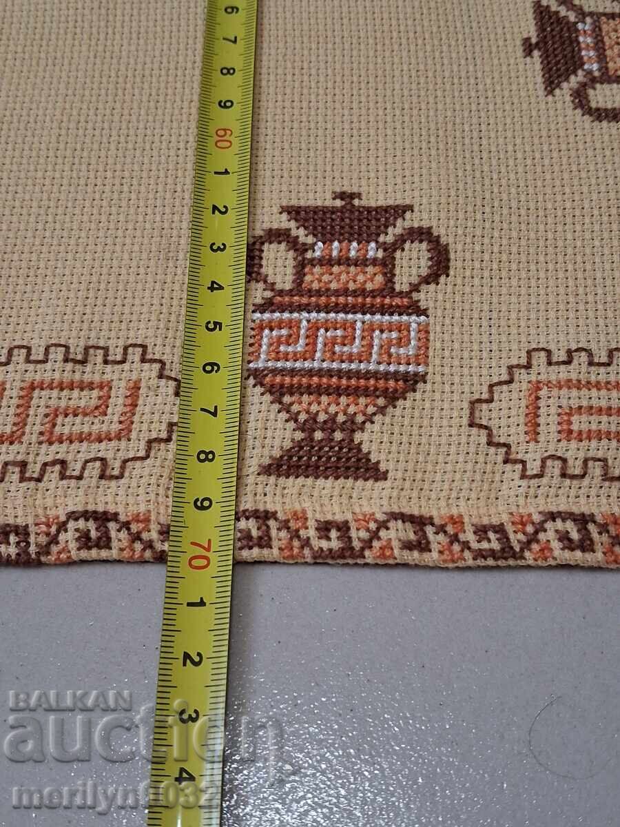 Old plaid with embroidery tablecloth - 5