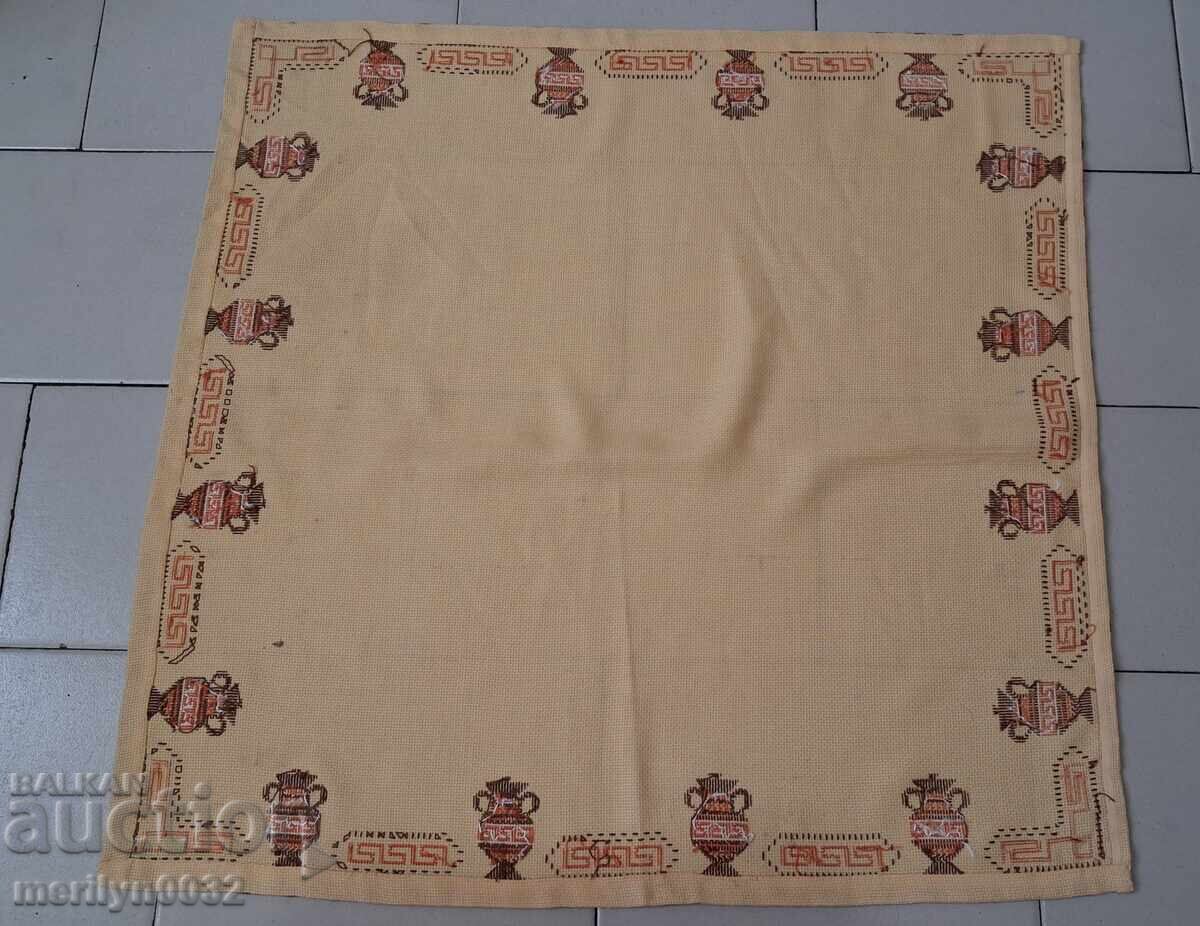 Old plaid with embroidery tablecloth - 7