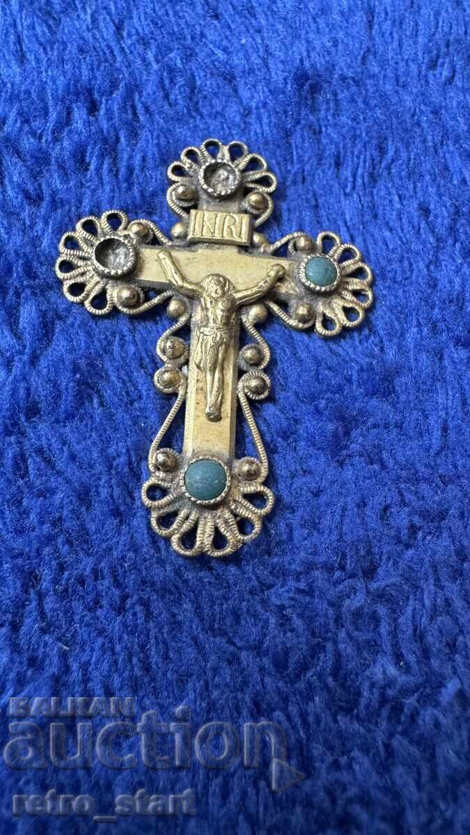 Παλαιό επιχρυσωμένο σταυρουδάκι, χειροποίητο Παλαιό επιχρυσωμένο σταυρουδάκι, χειροποίητο