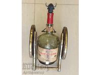 Παλαιό μπουκάλι κονιάκ σε ξύλινη βάση με ορείχαλκο COURVOISIER