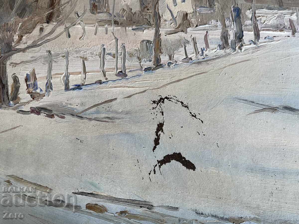 Доставка на Стара Картина от Любен Доганов 1932г. Зимен Пейзаж