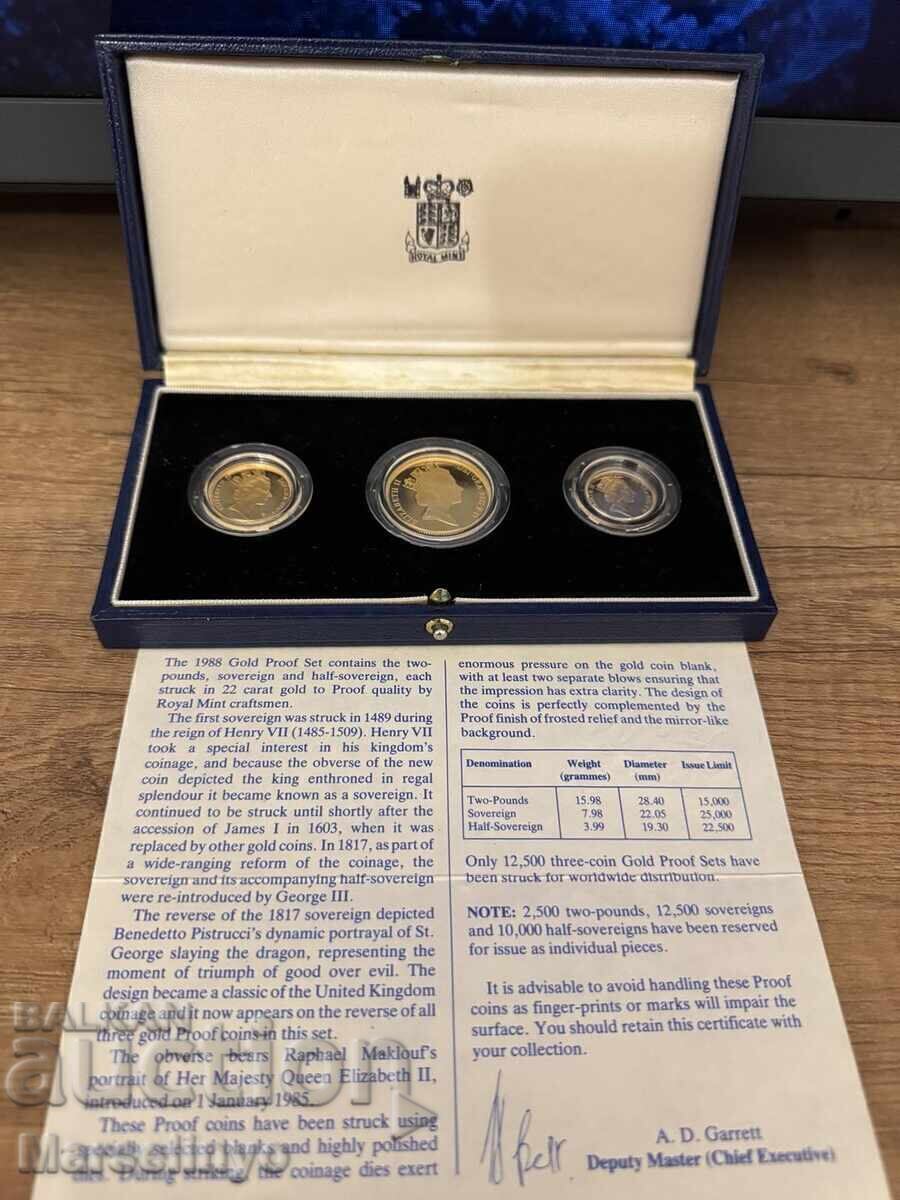 Аукцион Много рядък автентичен Прууф Сет Златни Суверени 1988