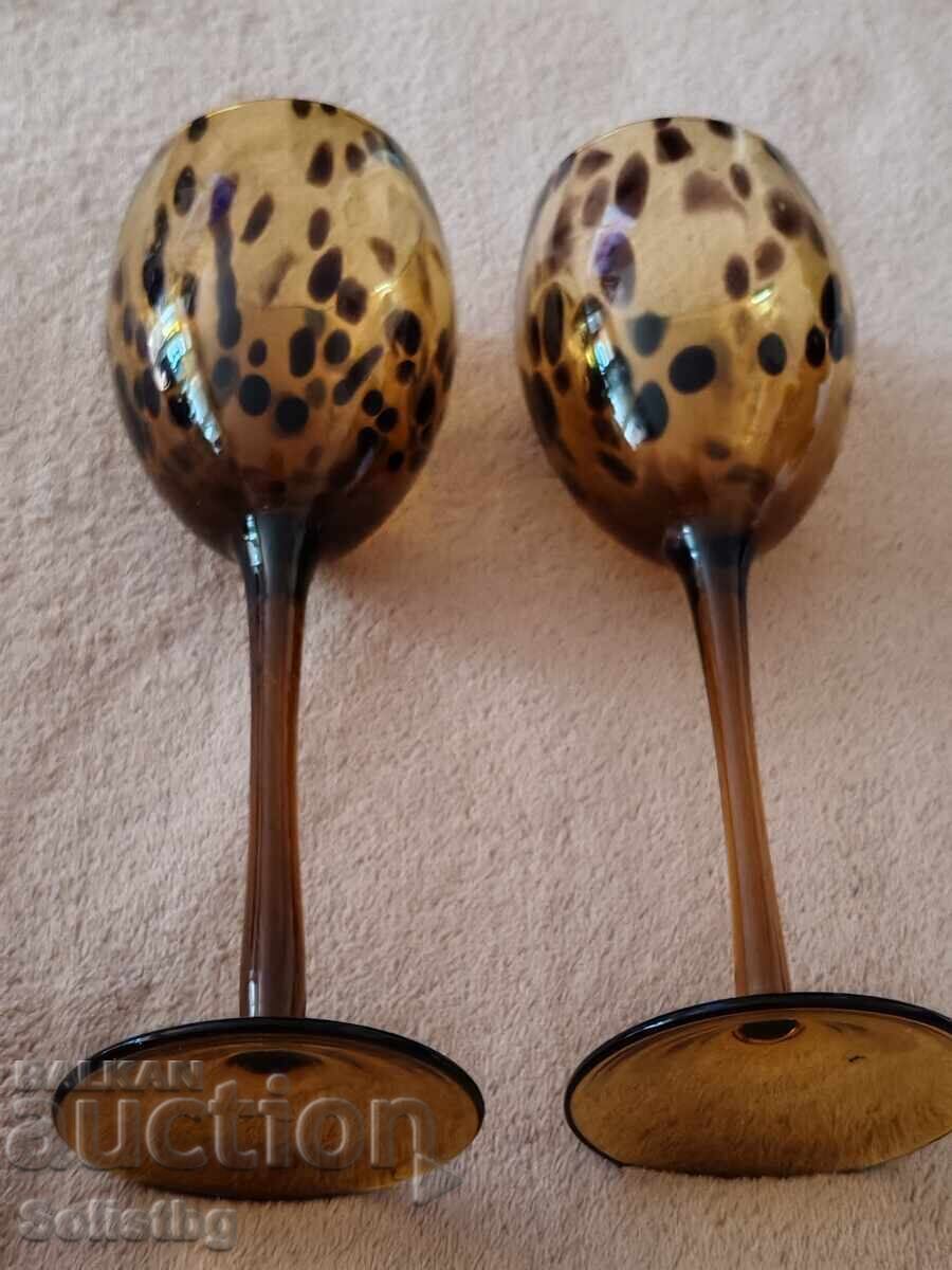 Auction  Vintage white wine glasses set of 6, Amber
