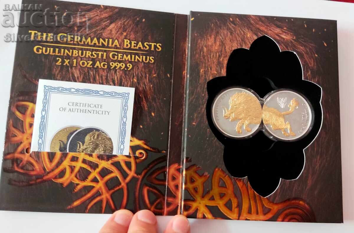 Silver 2x1 oz Golden Boar 2025 The Beasts of Germania Mint - 5 Silver 2x1 oz Golden Boar 2025 The Beasts of Germania Mint - 5
