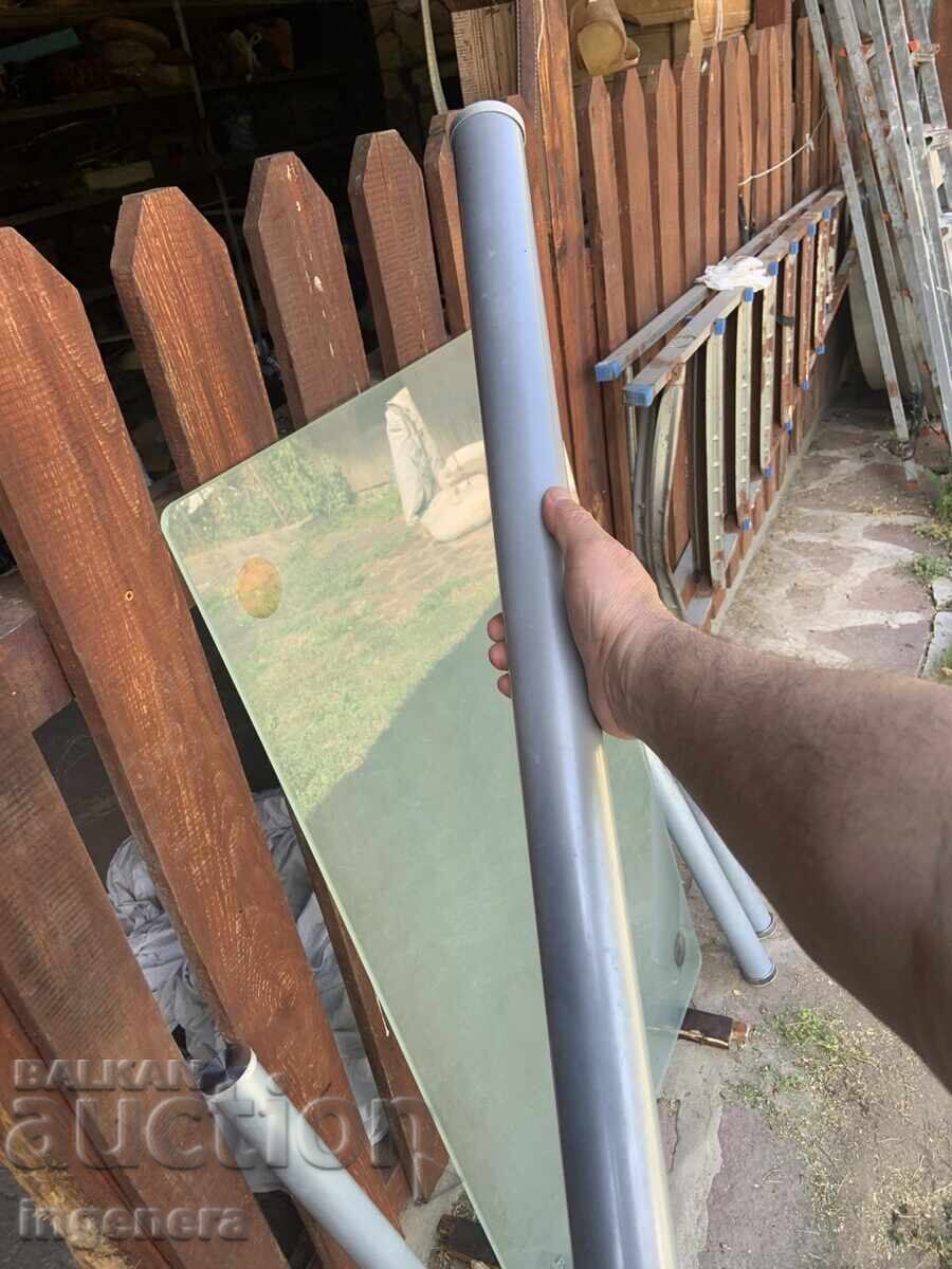 MASĂ CU BLAT DE STICLĂ CU PICIOARE METALICE - 6