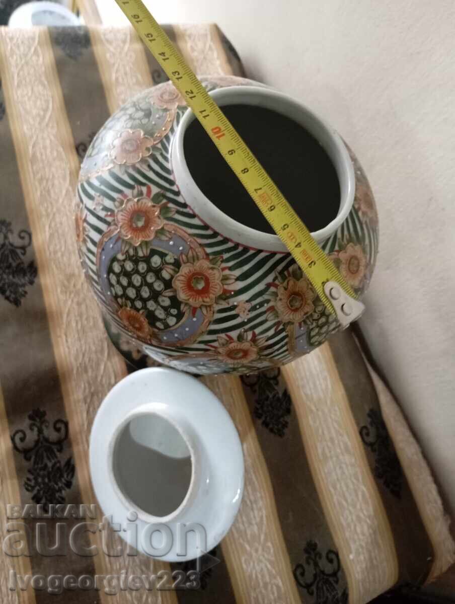 Bol de porțelan vechi cu capac Satsuma - 5