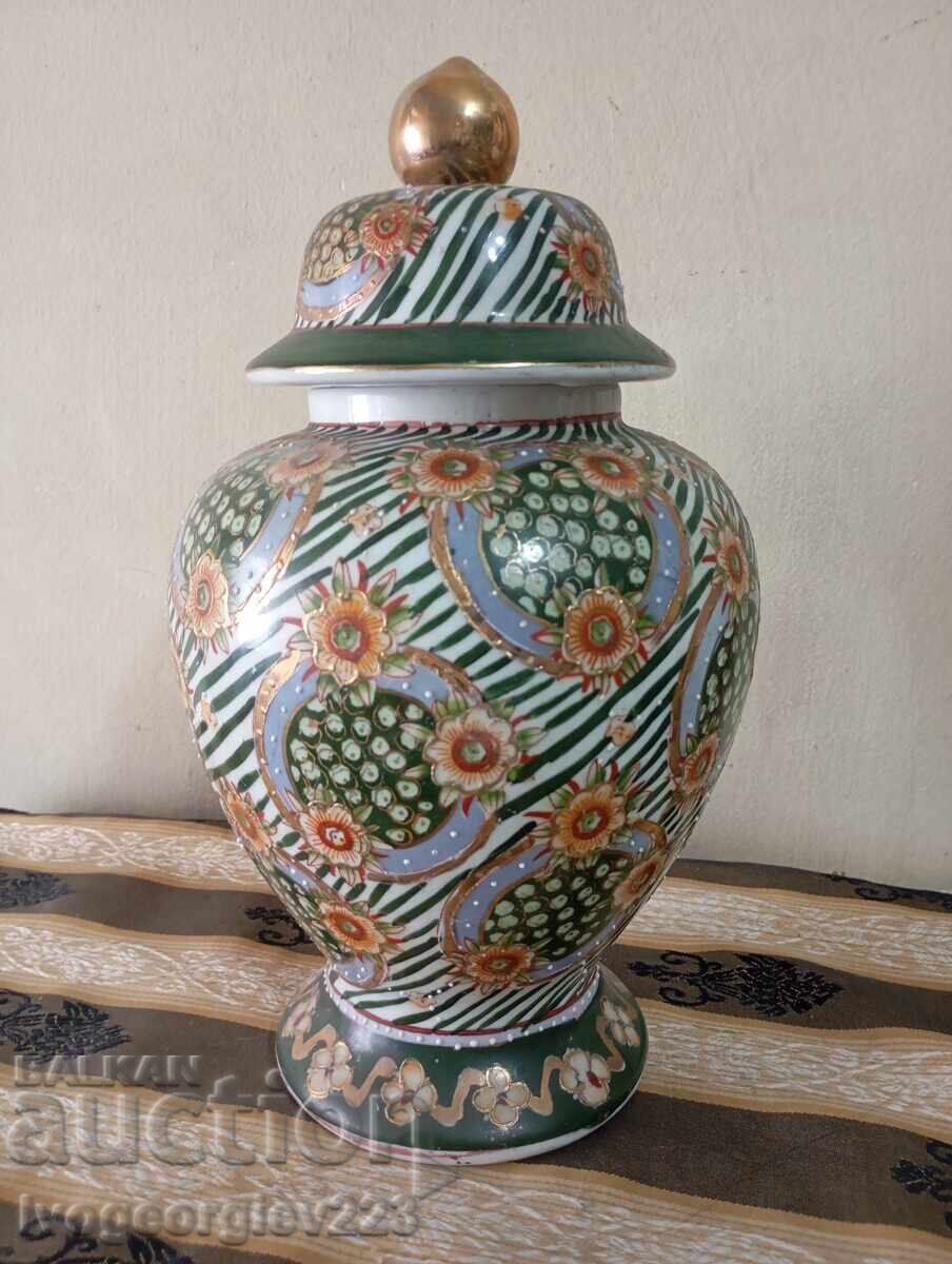 Bol de porțelan vechi cu capac Satsuma