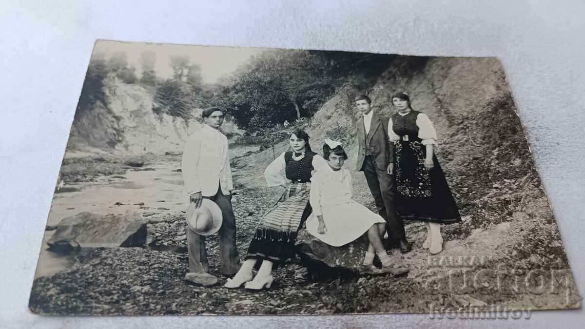 Photo Troyan Girls and boys in the valley of the river 1920 Photo Troyan Girls and boys in the valley of the river 1920