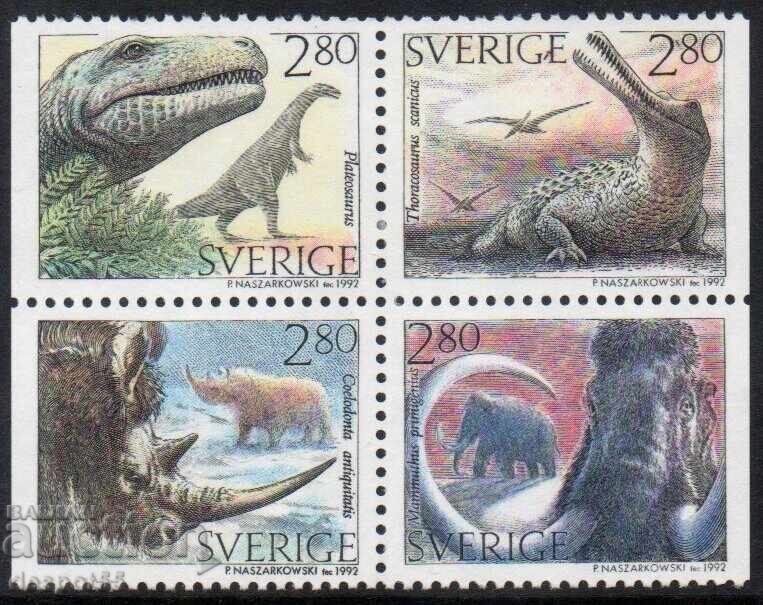 1992. Σουηδία. Προϊστορικά ζώα. Μπλοκ