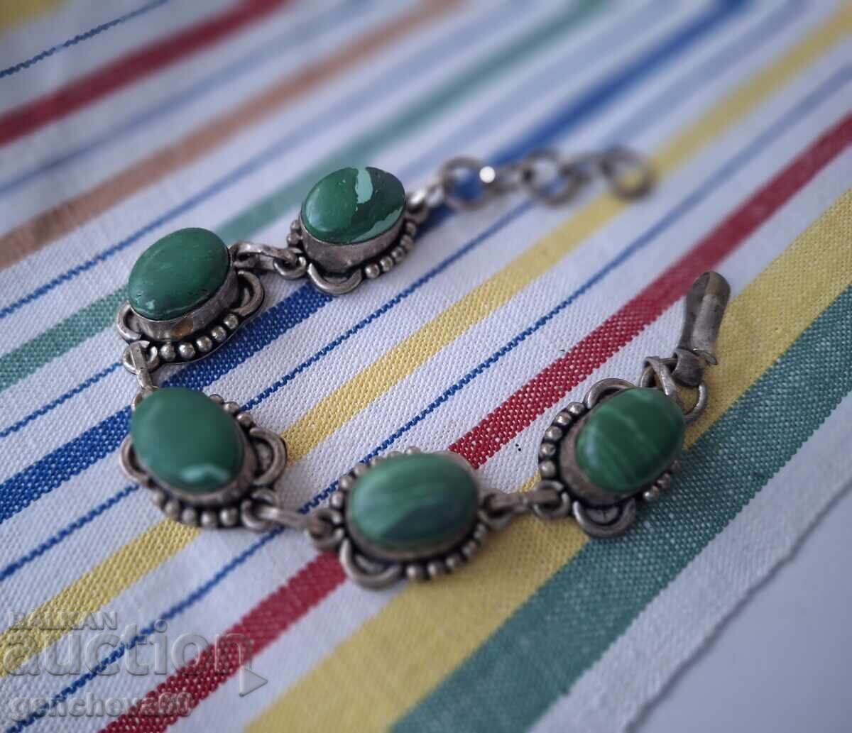 Παλιό βραχιόλι από μαλαχίτη, σαγηνευτικό - 6