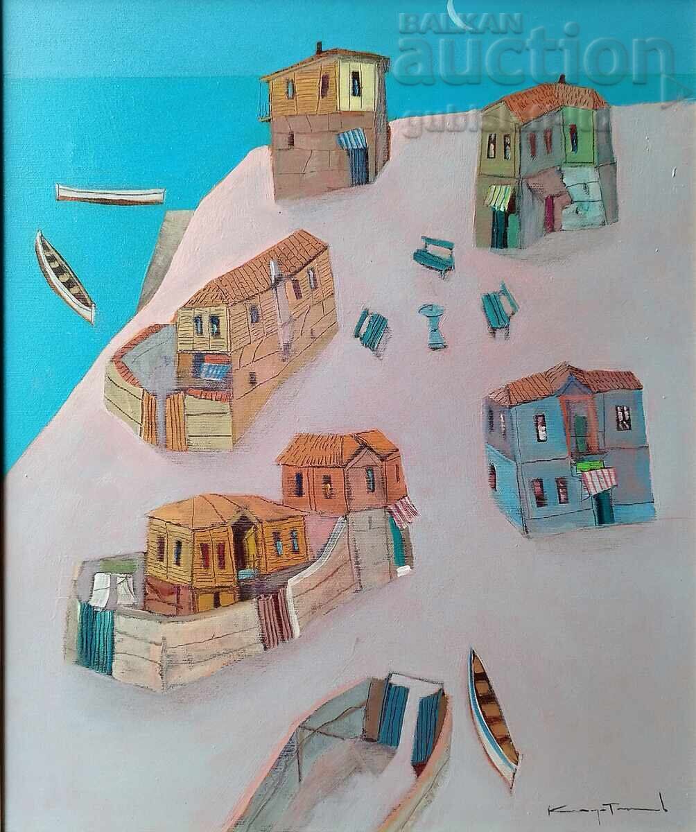 Tablou "Noapte de vară", pictor Dimitar Karatonev, 2021 cu preț 1400.00 BGN | € 715.81