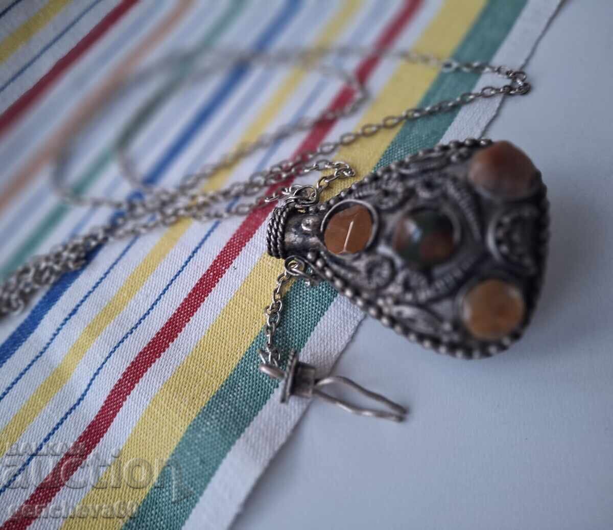 Livrarea Sticluță de parfum vintage de colecție, agat, colier