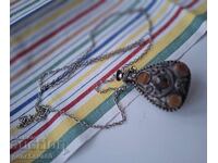 Vintage collectible perfume bottle, agate, necklace