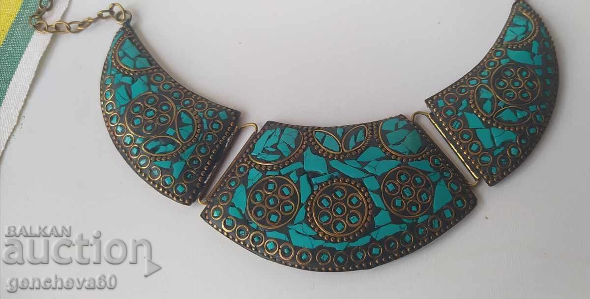 Turquoise mosaic necklace, Tibetan style with price 40.00 BGN | € 20.45