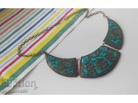Colier turcoaz mozaic, stil tibetan
