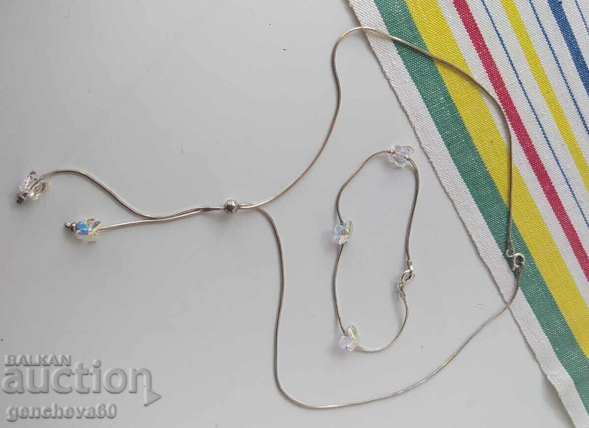 Δημοπρασία Όμορφο σετ κολιέ και βραχιόλι Swarovski-ασήμι, πεταλούδες Δημοπρασία Όμορφο σετ κολιέ και βραχιόλι Swarovski-ασήμι, πεταλούδες