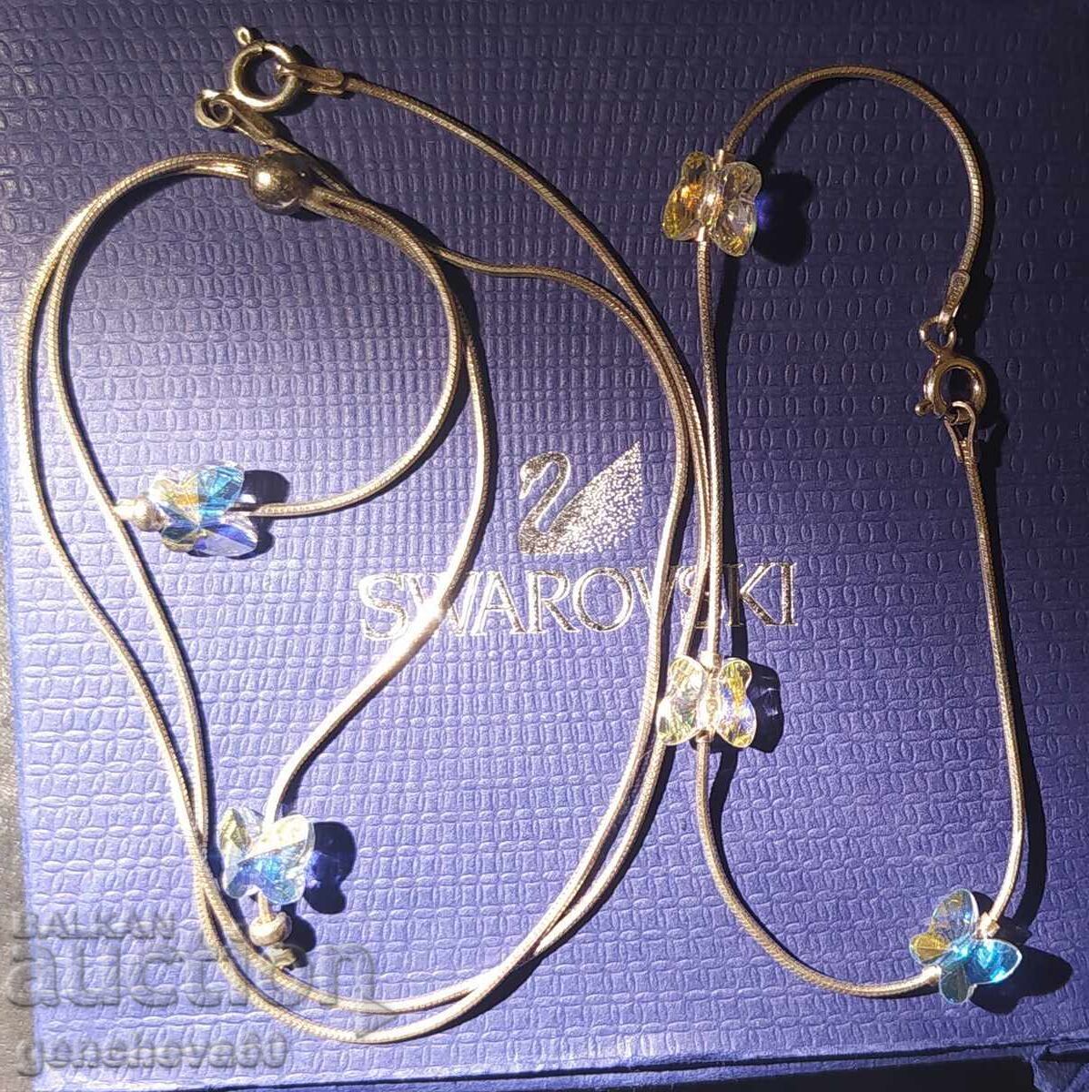 Όμορφο σετ κολιέ και βραχιόλι Swarovski-ασήμι, πεταλούδες