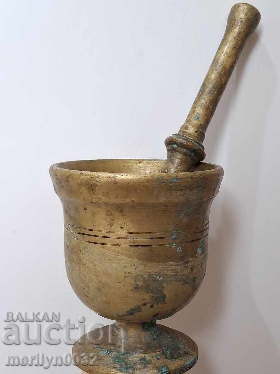 Old bronze mortar with pestle, mortar