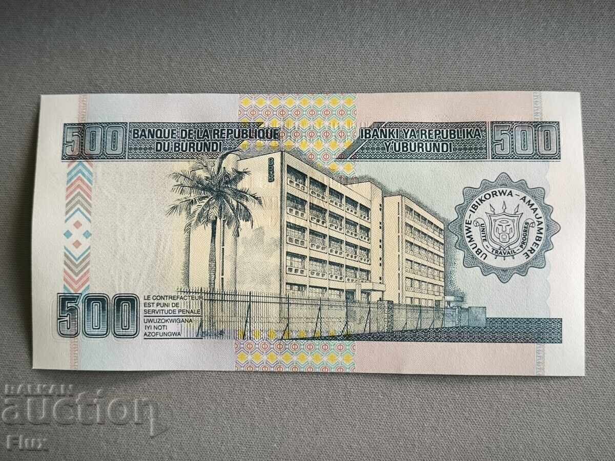 Банкнота - Бурунди - 500 франка UNC | 2013г. с цена 3.50 лв. | € 1.79 Банкнота - Бурунди - 500 франка UNC | 2013г. с цена 3.50 лв. | € 1.79