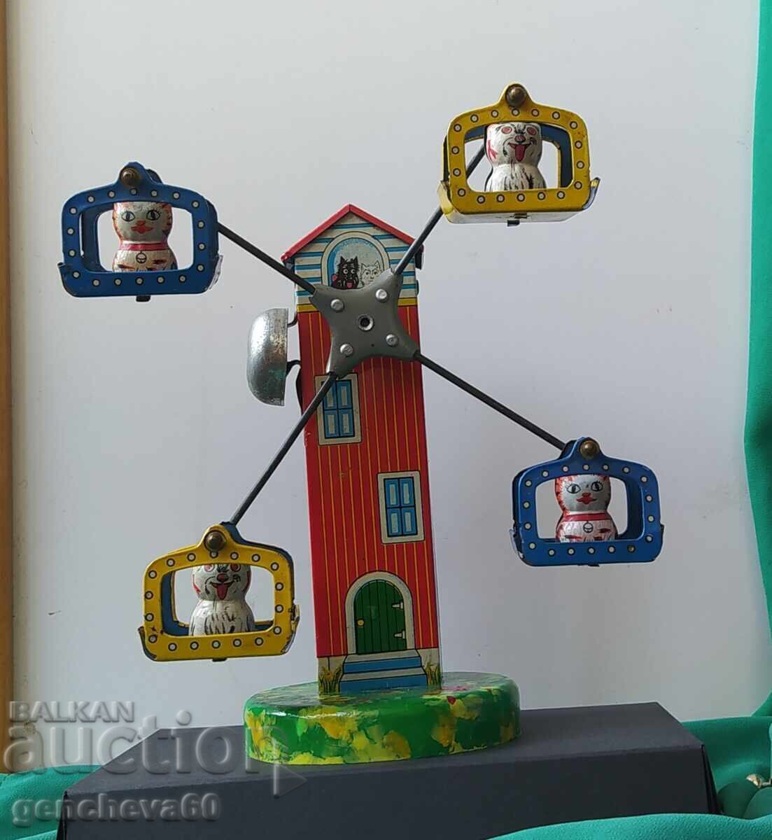 Δημοπρασία Ρετρό ιαπωνικό μεταλλικό παιχνίδι - Ρόδα του τροχού γάτες