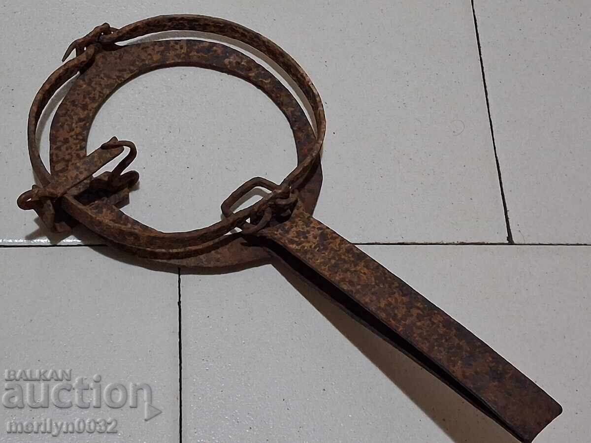 Capcană veche forjată manual, fier forjat - 5