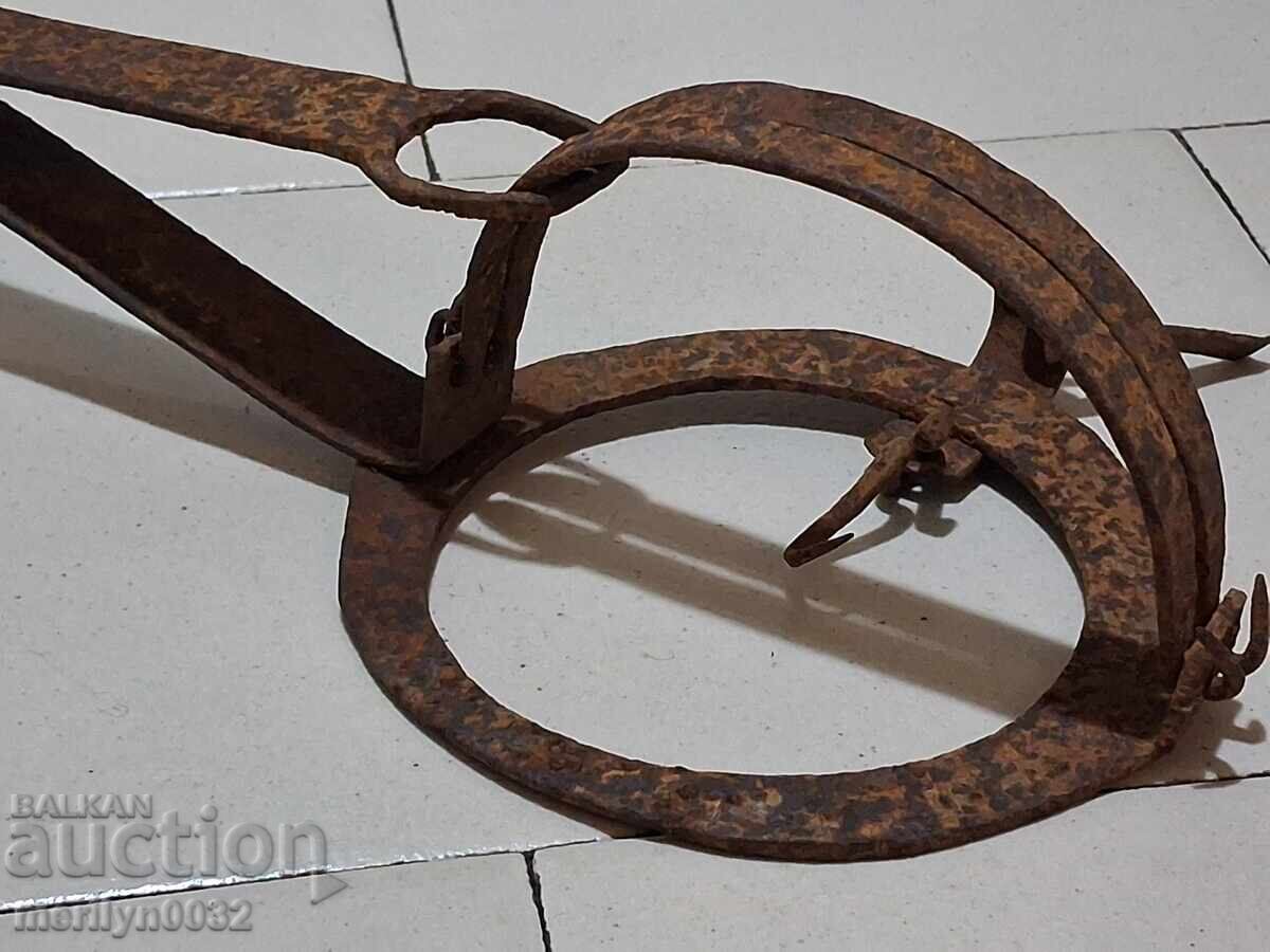 Capcană veche forjată manual, fier forjat - 7