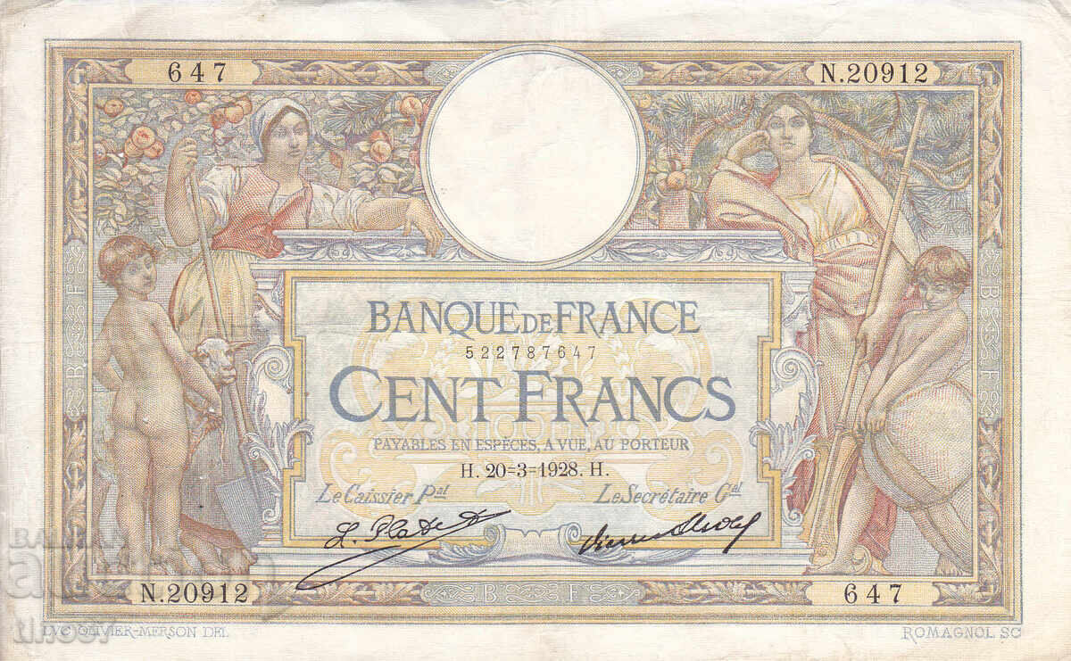 tino37 - FRANCE - 100 FRANCS - 1928 - VF with price 21.90 BGN | € 11.20