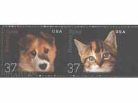 Чисти марки Куче и  Котка  2002  от  САЩ