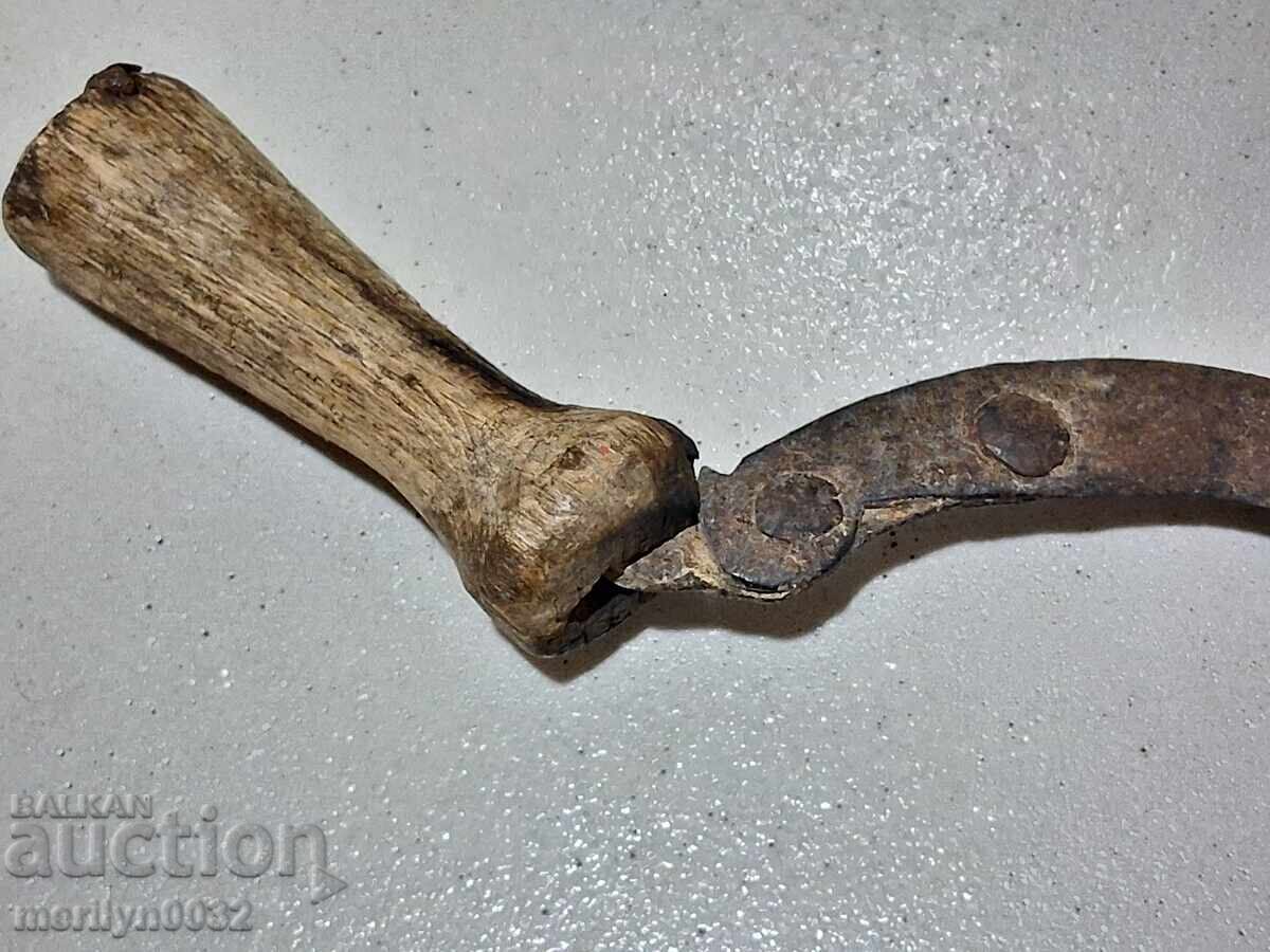 Old scythe sickle, blade, wrought iron - 5