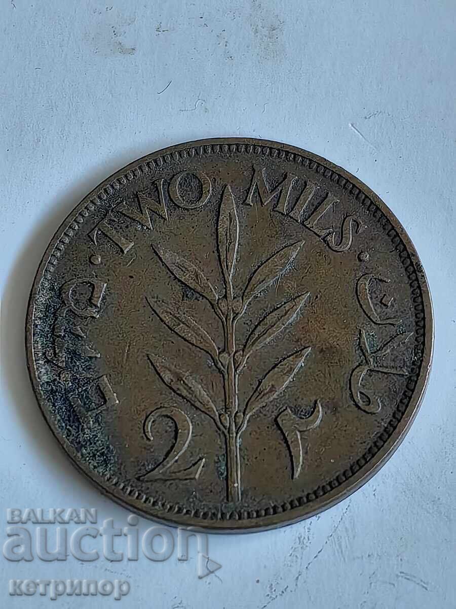 2 милс 1927 г. Палестина рядка мед 2 милс 1927 г. Палестина рядка мед
