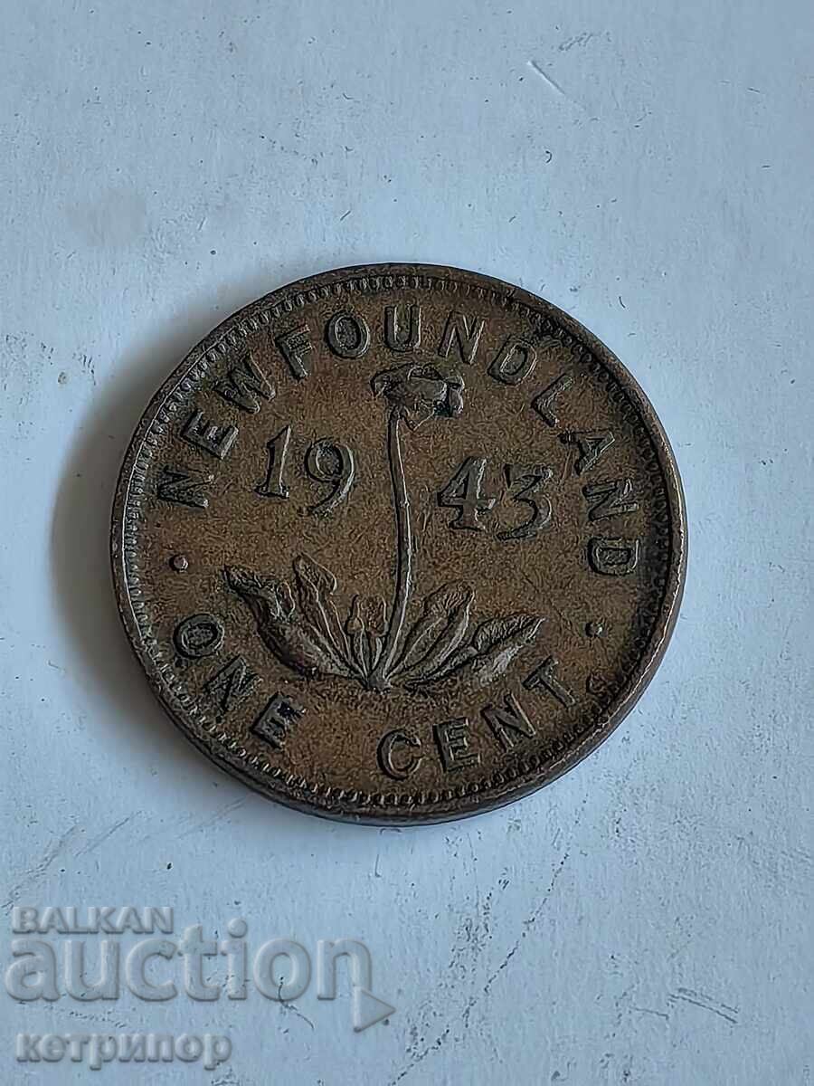 1 σεντ Νιουφάουντλαντ 1943 μ.Χ. χαλκός