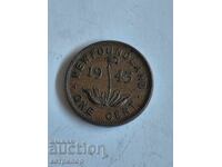 1 σεντ Νιουφάουντλαντ 1943 μ.Χ. χαλκός