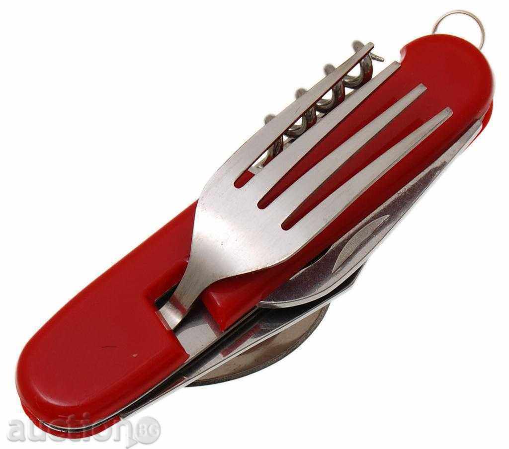 Set turistic combinat cu cuțit, lingură, furculiță și altele Set turistic combinat cu cuțit, lingură, furculiță și altele