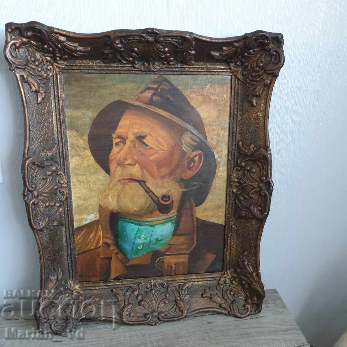 Old painting, oil on fiberboard, signed - 5