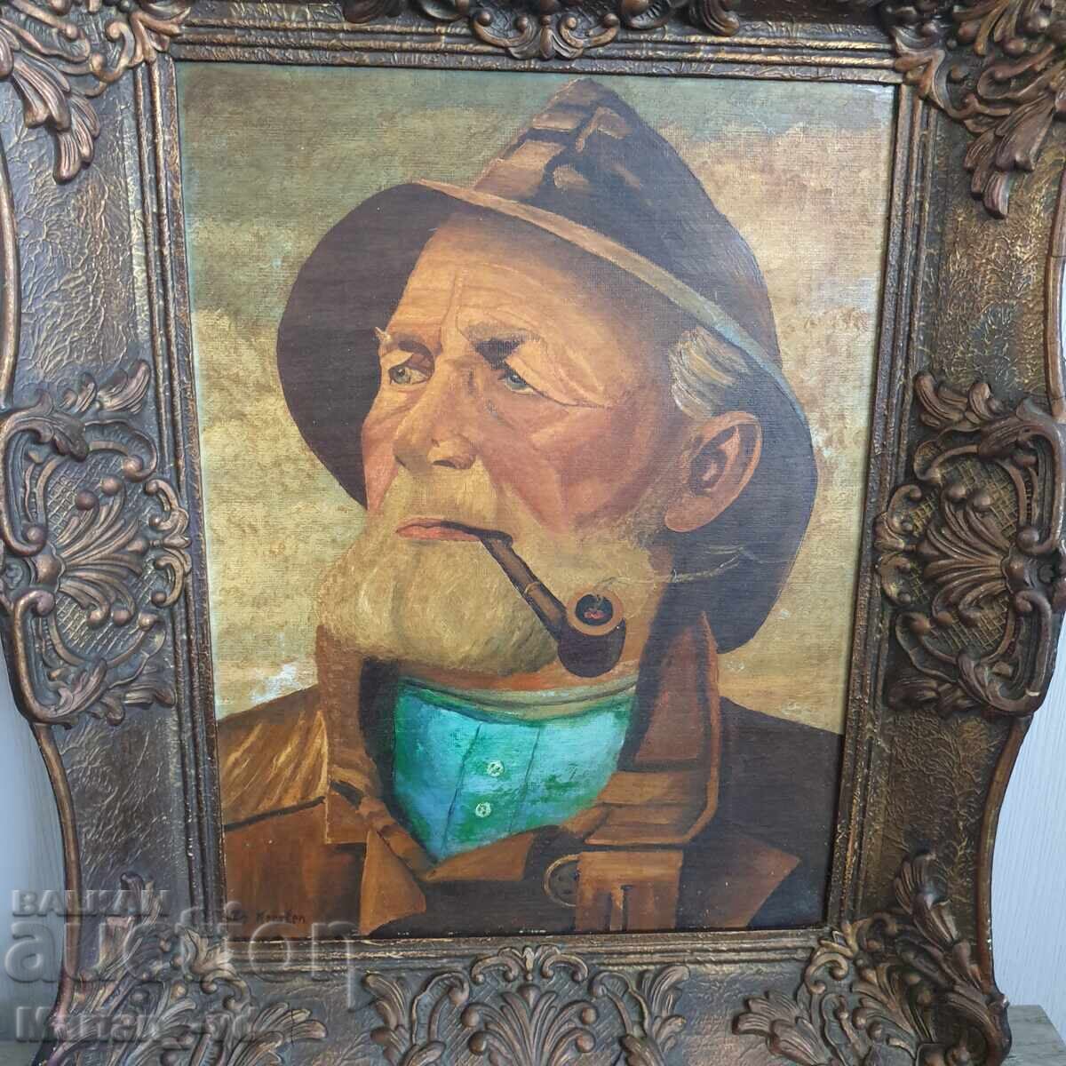 Old painting, oil on fiberboard, signed - 7