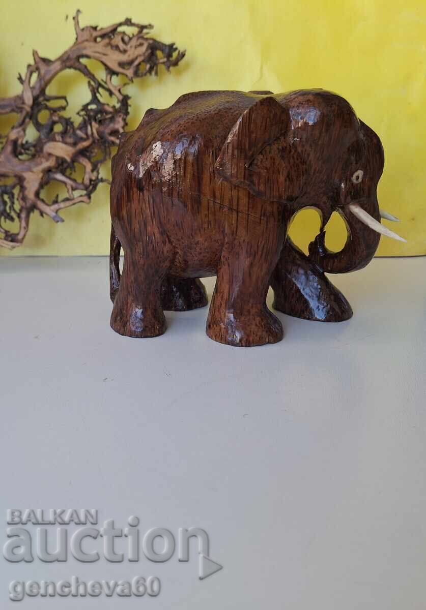 Hand-carved wooden elephant figure - 5
