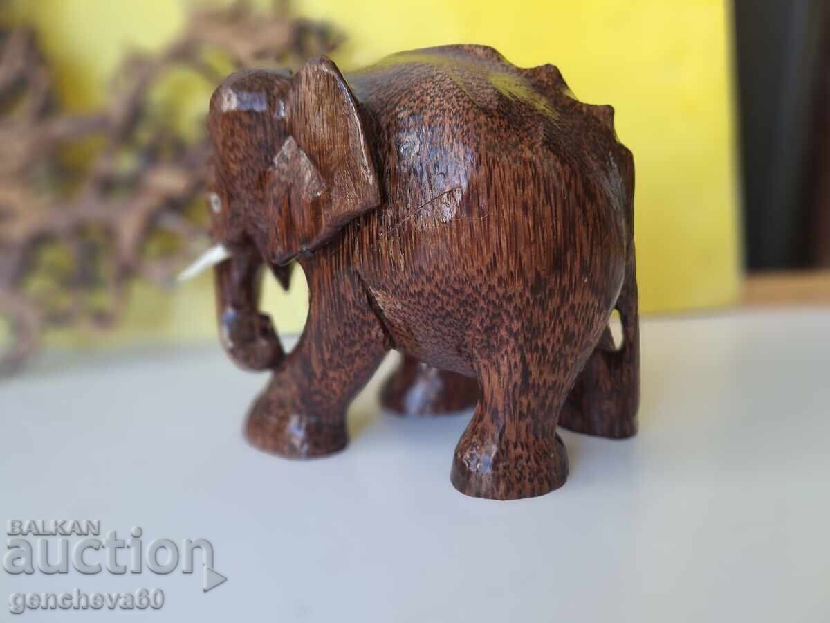 Hand-carved wooden elephant figure - 6