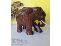 Hand-carved wooden elephant figure