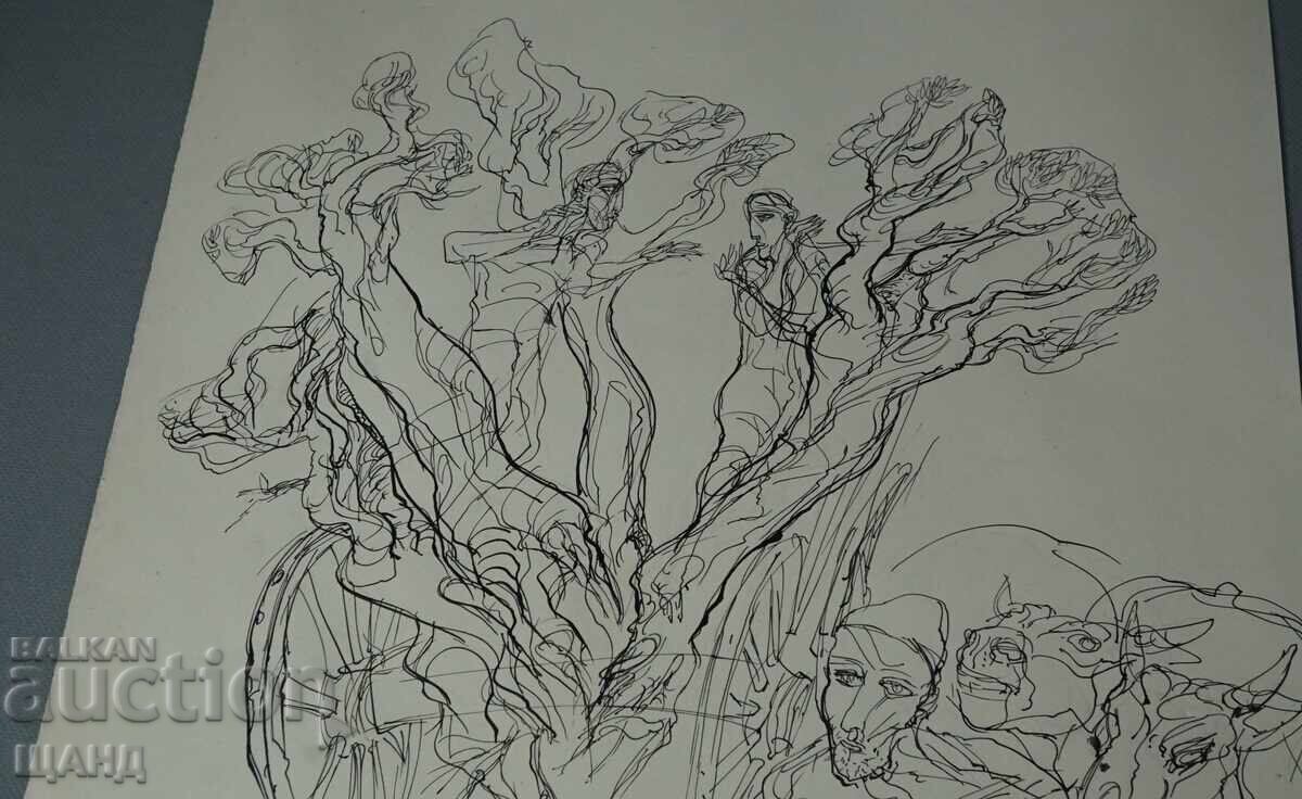 Delivery of Old Master Drawing Graphic Ink Horses Cart