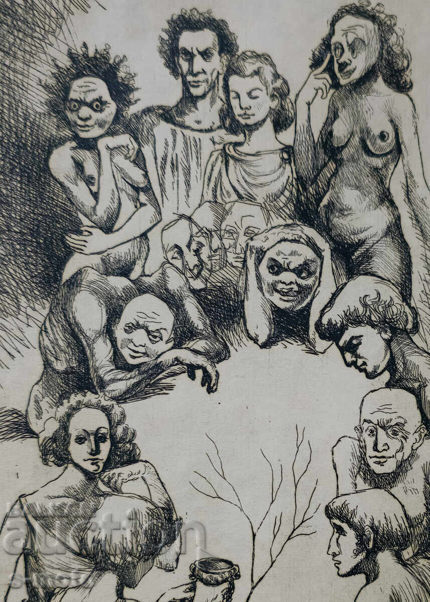 Licitație Grafică, gravură, compoziție figurativă 1980