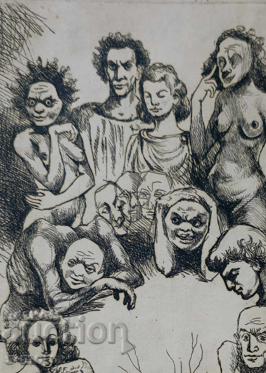 Grafică, gravură, compoziție figurativă 1980 - 6