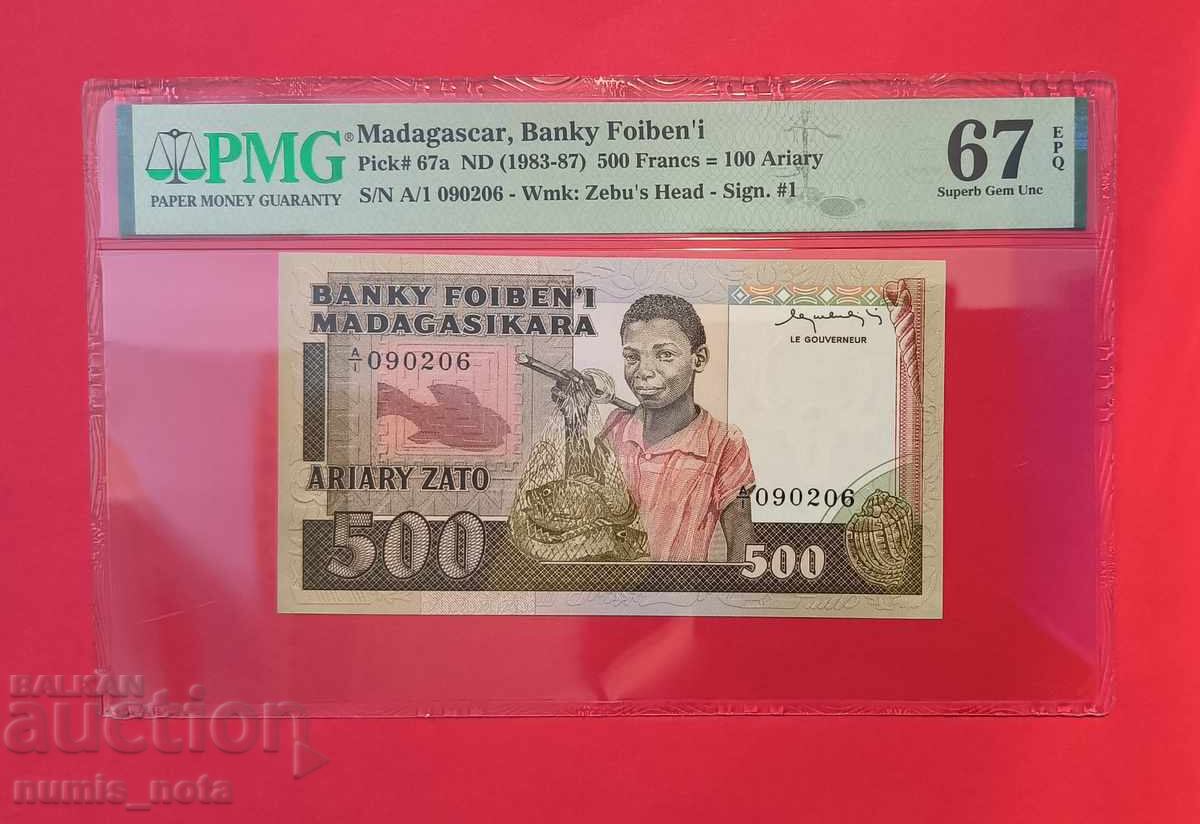 Madagascar 500 Francs 1983 Year PMG 67