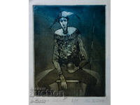 Γραφικά, μικτή τεχνική, εικαστική σύνθεση "Κλόουν"