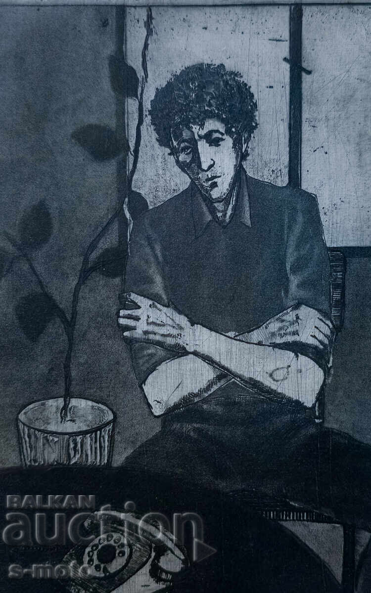 Графика, смесена техника, фигурална композиция " Очакване "