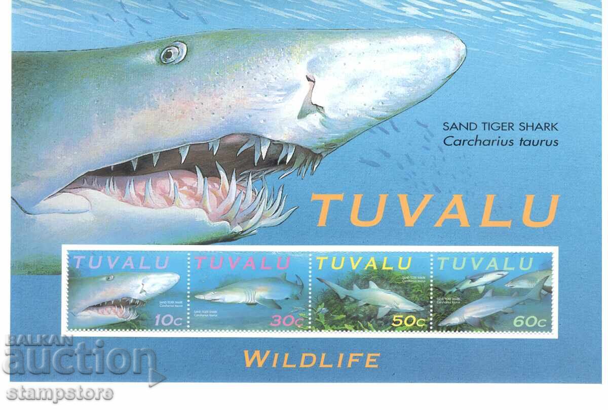 Tuvalu - bloc format mare - Rechin tigru