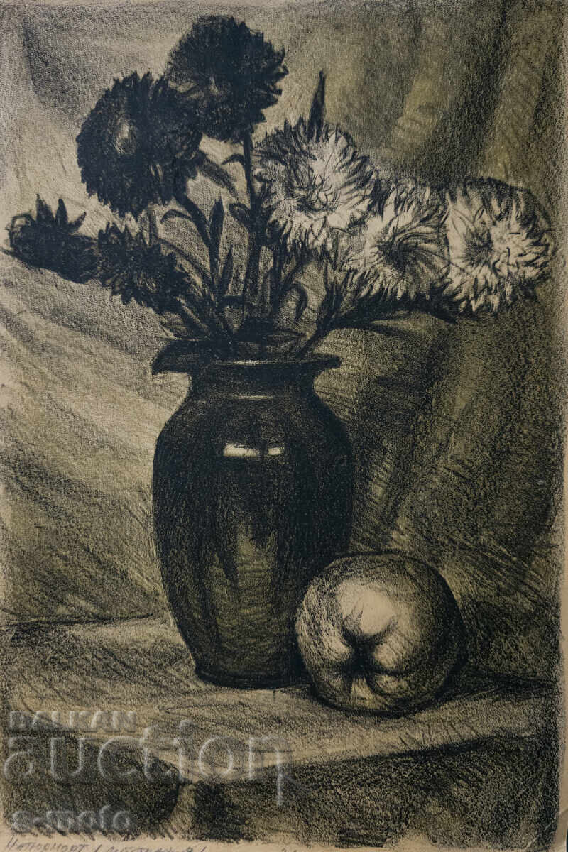 Графика, литография натюрморт 1970г. с цена 190.00 лв. | € 97.15